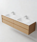 GESS Luxe Collection Wall-Hung Vanity – Fluted Sand Oak Finish