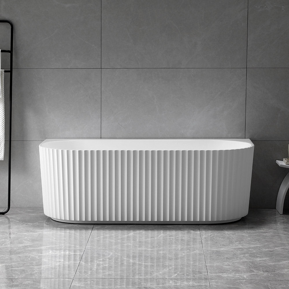 Back to Wall Fluted Design Acrylic Bath Tub