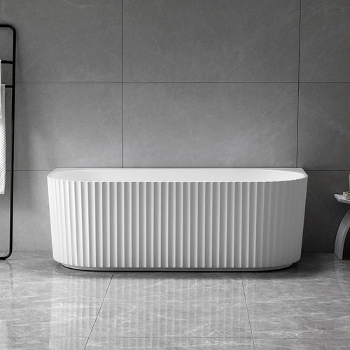 Back to Wall Fluted Design Acrylic Bath Tub