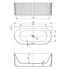 Back to Wall Fluted Design Acrylic Bath Tub