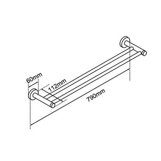Lucid Pin Cuttable Double Towel Rail