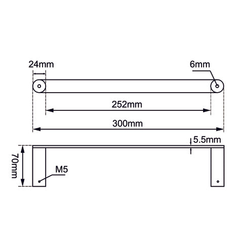 Rushy 300mm Single Towel Holder