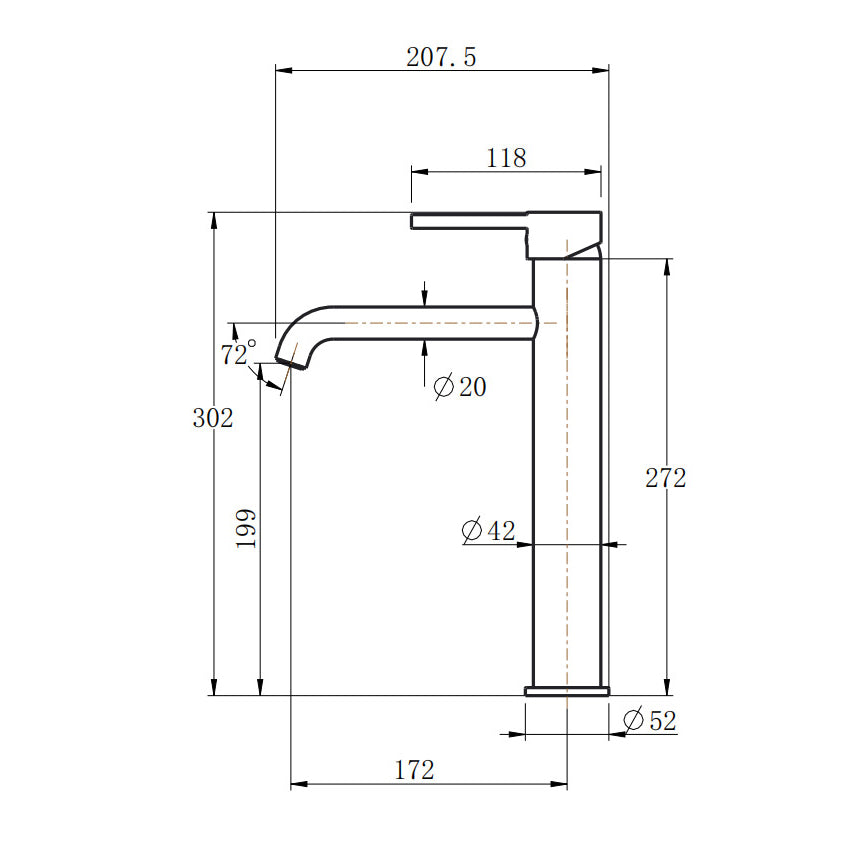 Lucid Pin Round Tall Basin Mixer