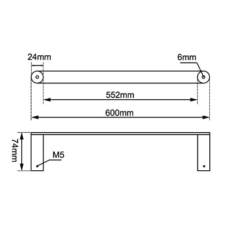 Rushy 600/800mm Single Towel Rail