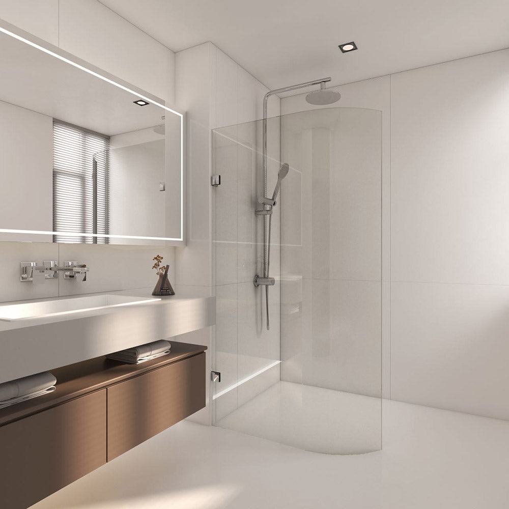 Curved Walk-in Shower Screen Panel, Multiple Finish Fittings