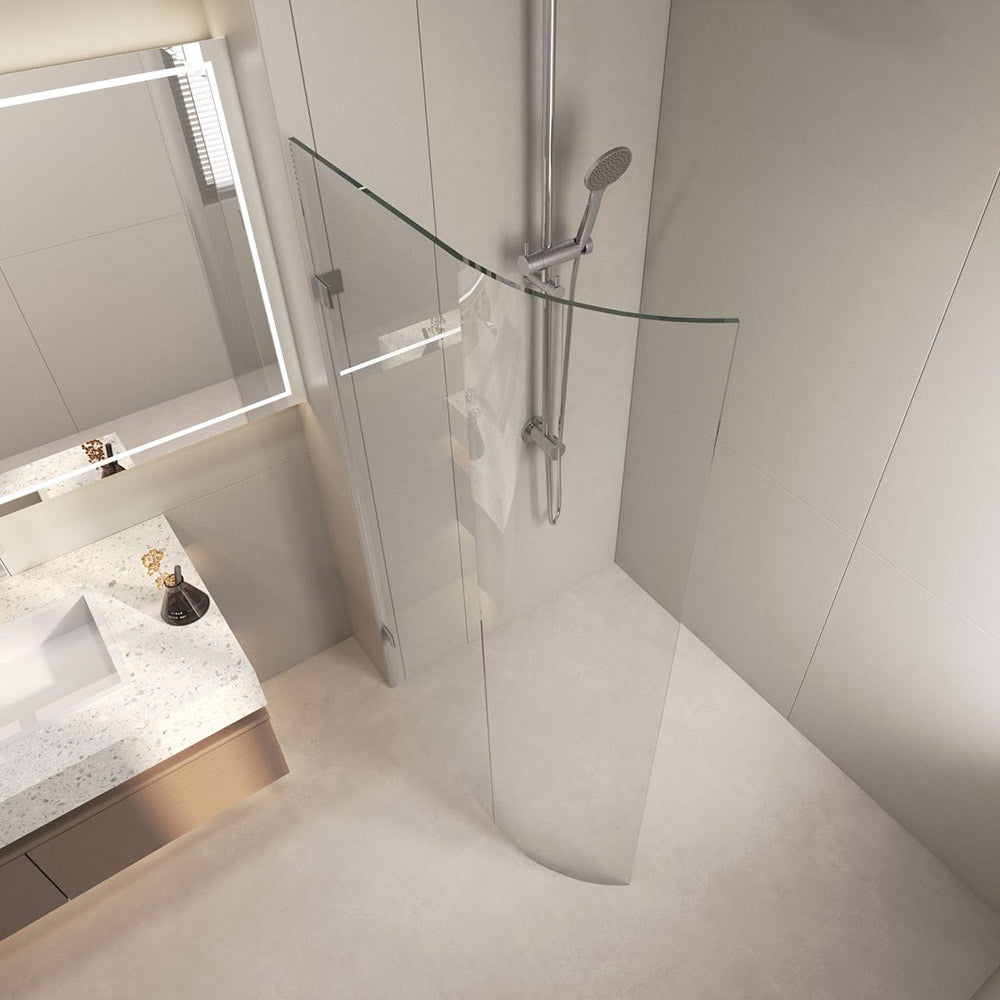 Curved Walk-in Shower Screen Panel, Multiple Finish Fittings