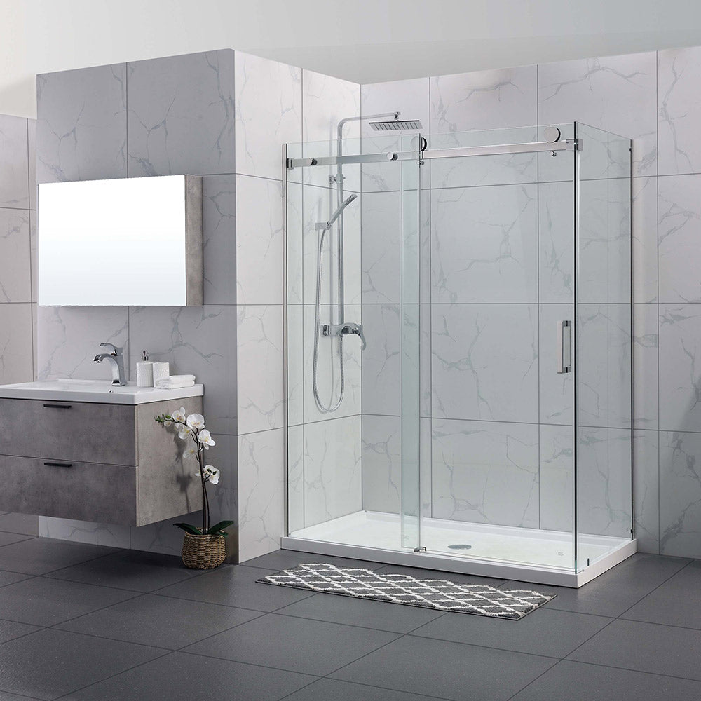 Frameless Sliding Door Wall to Wall Shower Screen, Multiple Finish Fittings