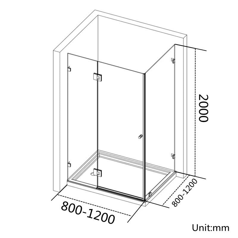 Frameless Pivot Door Wall to Wall Shower Screen, Multiple Finish Fittings
