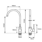 Round Kitchen Sink Mixer Tap 360 Degree Swivel