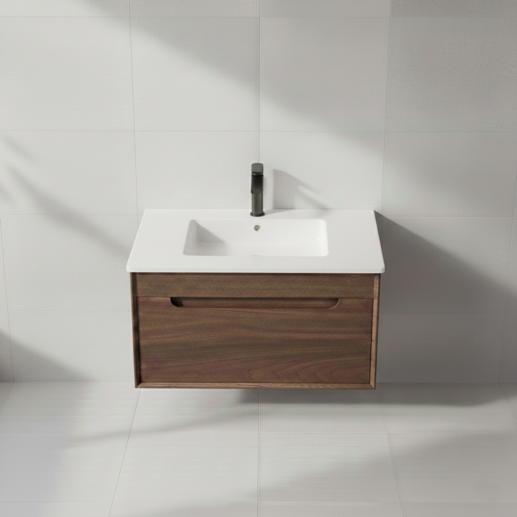 DE Wall-Hung Vanity in Walnut Oak - Premium Plywood Construction