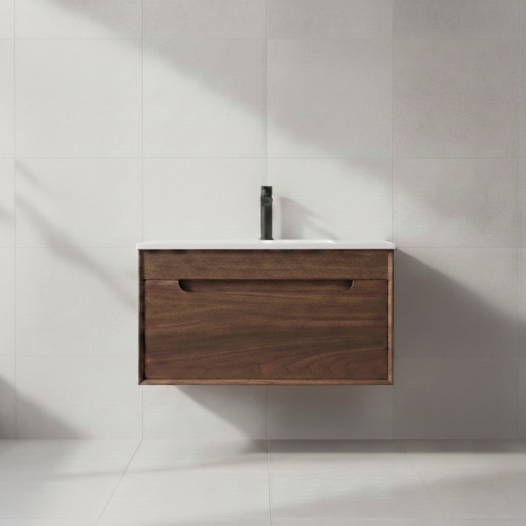 DE Wall-Hung Vanity in Walnut Oak - Premium Plywood Construction