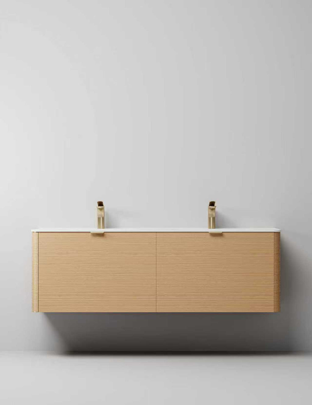 GOSS Luxe Collection Wall-Hung Vanity – Curved Fluted Sand Oak Finish