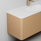 GOSS Luxe Collection Wall-Hung Vanity – Curved Fluted Sand Oak Finish