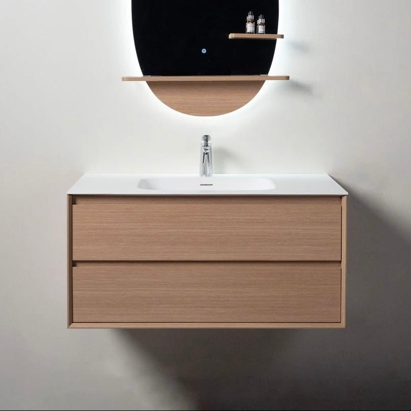 GESS Luxe Collection Wall-Hung Vanity – Fluted Sand Oak Finish