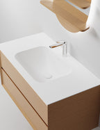 GESS Luxe Collection Wall-Hung Vanity – Fluted Sand Oak Finish