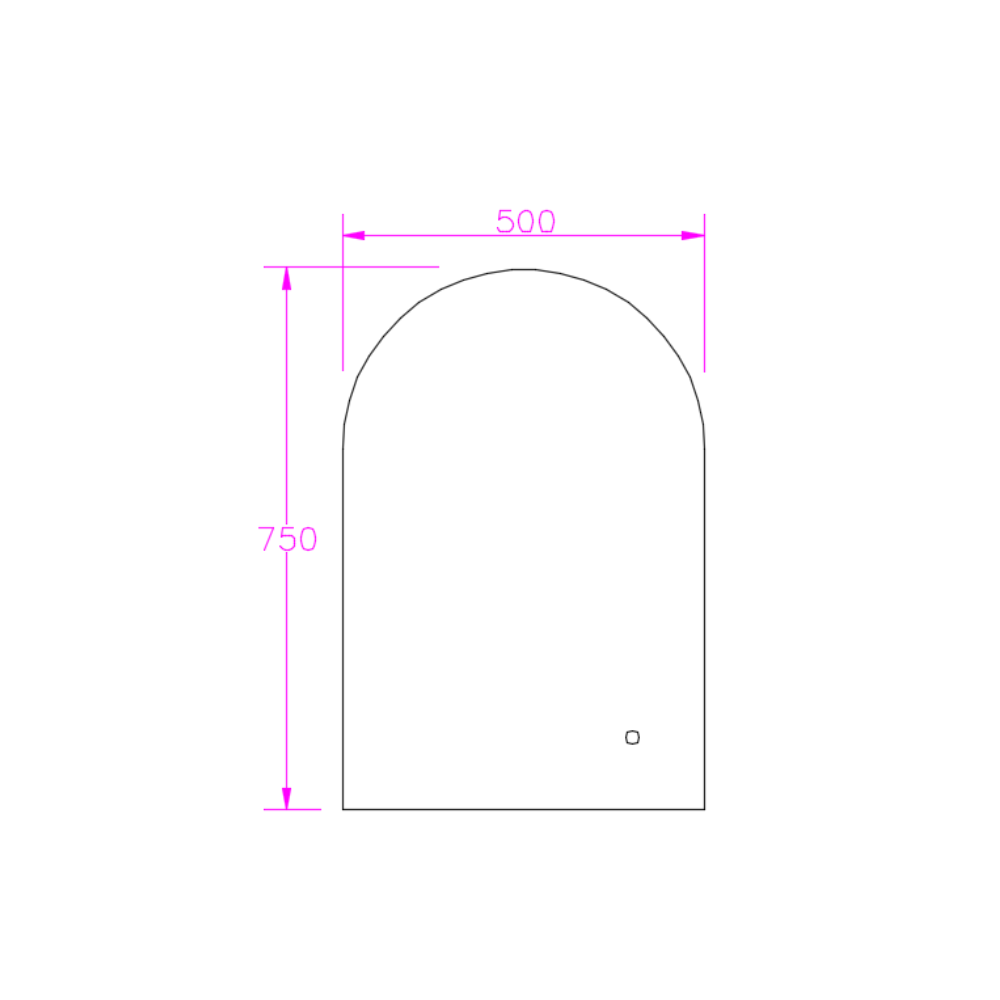 Arcyn Backlit Arch LED Bathroom Mirror with Demister – 750 × 500
