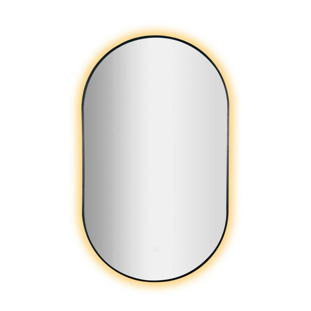 Arcyn Pill Backlit LED Mirror with Demister – Gunmetal Grey Frame | 900 × 500