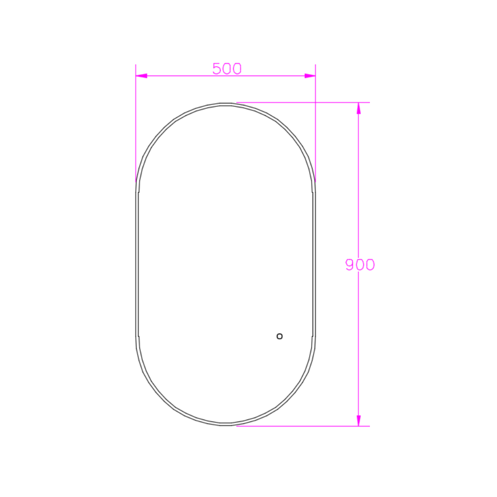 Arcyn Pill Backlit LED Mirror with Demister – Gunmetal Grey Frame | 900 × 500