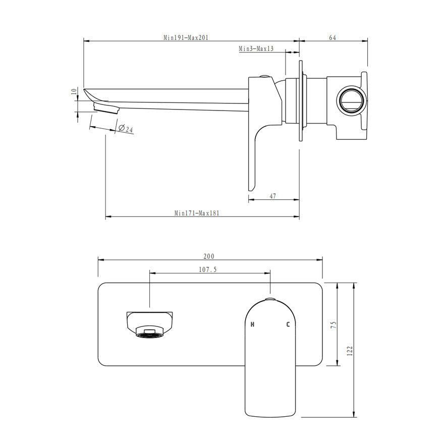 Vog Basin Wall Mixer With Spout