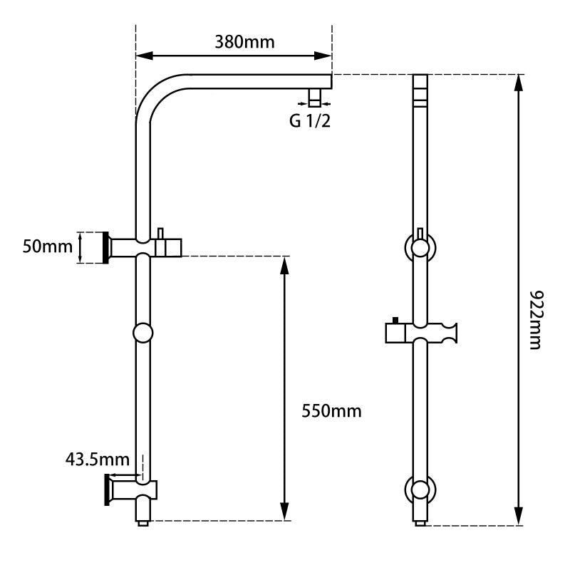 Round Twin Shower Rail