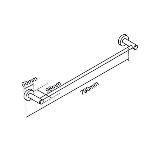 Lucid Pin 800mm Cuttable Single Towel Rail
