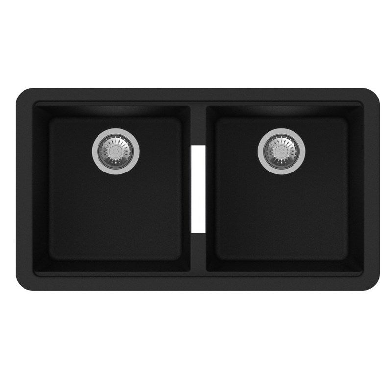 824x481x241mm Black Carysil Granite Double Bowl Kitchen Sink