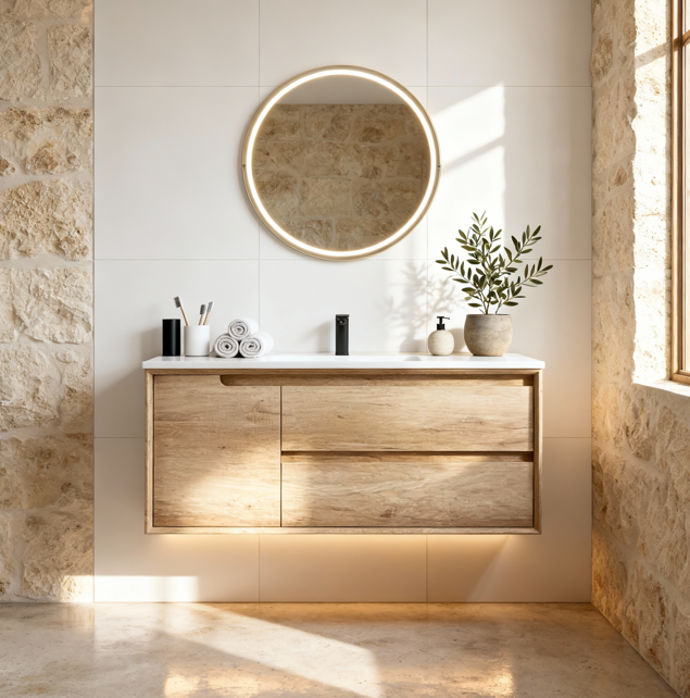 Scent Signature Wall-Hung Vanity – Sand Oak Finish