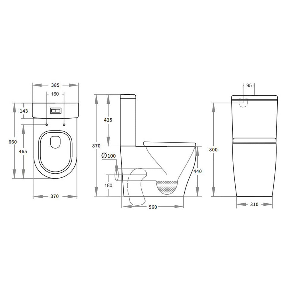 Tornado Series Toilet Suite, Rimless Tornado Flush Pan