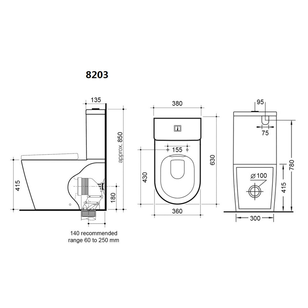 Rimless Wall Faced Toilet Suite 1