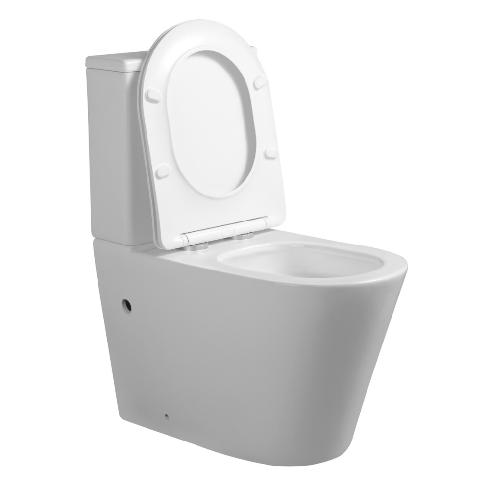 KinSilence Rimless Back-to-Wall Toilet Suite – Whisper Quiet Flush | Gloss White