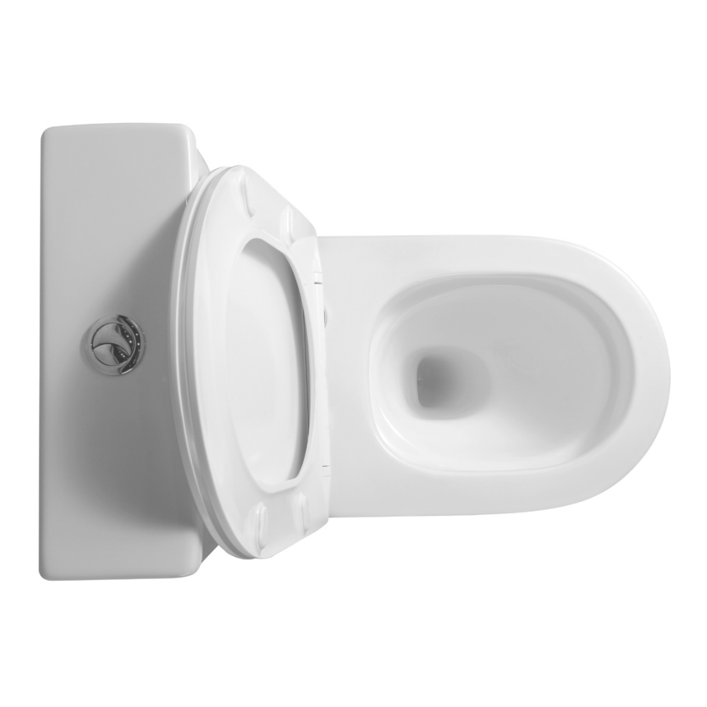 KinSilence Rimless Back-to-Wall Toilet Suite – Whisper Quiet Flush | Gloss White