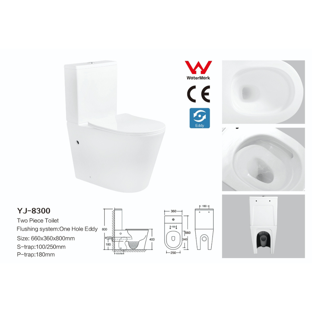 KinSilence Rimless Back-to-Wall Toilet Suite – Whisper Quiet Flush | Gloss White