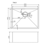 600x450x230mm Chrome Stainless Steel Single Bowl Kitchen Sink