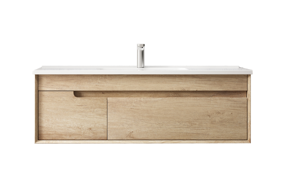 YE Wall-Hung Vanity Cabinet in Sand Oak - Premium Plywood Construction