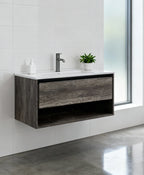 Vino Wall-Hung Vanity Cabinet in Smoke Oak - Premium Plywood Construction