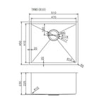 510x450x230mm Copper Stainless Steel PVD Single Bowl Kitchen Sink